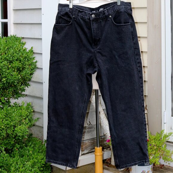 Old Navy Black High-Rise Slouchy Straight Secret Slim Pockets Cotton Jeans Sz 16 - Picture 1 of 6